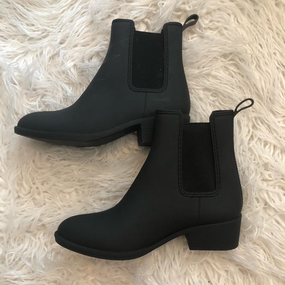 Jeffrey Campbell Black Chelsea Rain Booties